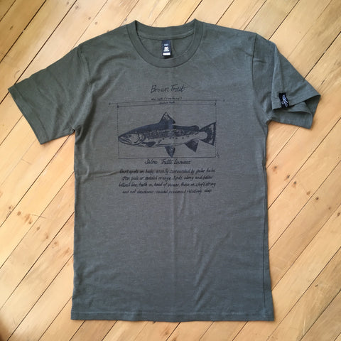 Brown Trout Fishing T-shirt Khaki