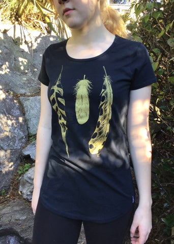 Ladies Navy Feather T-Shirt