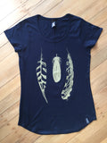 Ladies Navy Feather T-Shirt